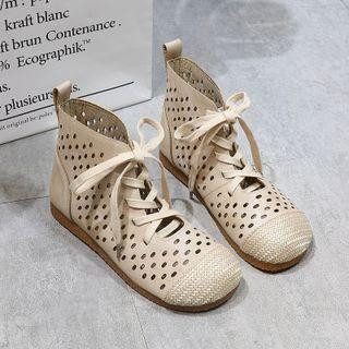 Eyelet Lace-up Ankle Boots