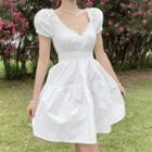 Ruffle-trim Short-sleeve Mini A-line Dress