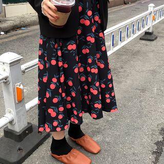 Cherry Printed A-line Skirt