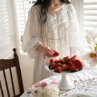 Embroidered Bell-sleeve Sleep Dress