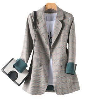 Plaid Single-button Blazer / T-shirt