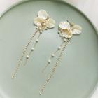 Rhinestone Petal Freshwater Pearl Fringed Earring