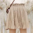 Plaid Mini A-line Skirt Khaki - One Size