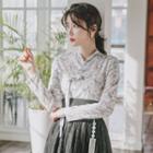 Hanbok Top (floral / Gray)