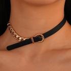 Alloy Faux Leather Choker 01 - 10810 - Gold - One Size