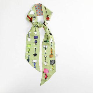 Printed Silk Scarf Avocado Green - One Size