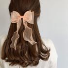 Mesh Bow Hair Clip Orangish Pink - One Size