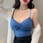 Spaghetti Strap Padded Twist-front Top