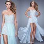 Strapless Lace Evening Gown