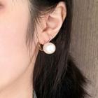 Faux Pearl Earring Hoop Earring - Gold - One Size