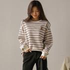Bear-embroidered Stripe T-shirt
