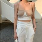 Two-tone Panel Cropped Camisole Top / Slit-hem Straight-cut Pants