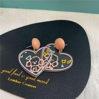 Dog Drop Earring 1 Pair - White - One Size