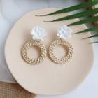 Floral Woven Hoop Dangle Earring 1 Pair - One Size