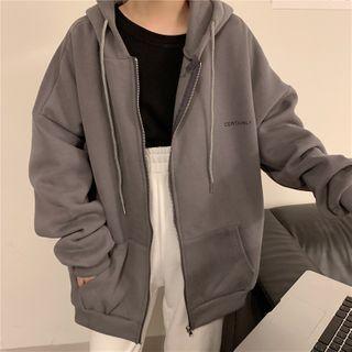 Lettering Oversized Zip-up Hoodie
