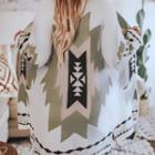 Long-sleeve Print Open Front Light Jacket