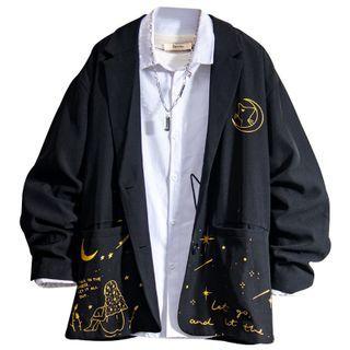 Graphic Print Single-breasted Blazer