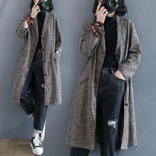 Striped Button-up Long Coat