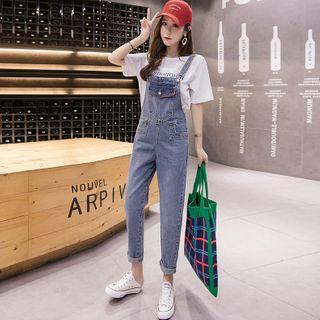Straight Leg Denim Jumper Pants