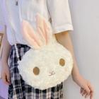 Beaded Strap Furry Rabbit Crossbody Bag White - One Size