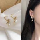 Alloy Cross Faux Pearl Dangle Earring 1 Pair - Gold - One Size