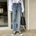 Washed Loose-fit Cropped Straight-leg Jeans