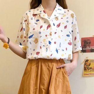 Shell Print Short-sleeve Shirt As Shown In Figure - One Size