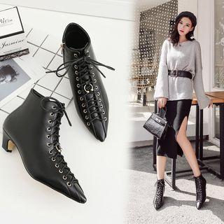 Pointy Toe Lace Up Ankle Boots