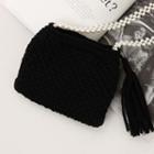 Tassel Knit Shoulder Bag Black - One Size