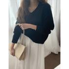 Collar-detail Sheer Knit Top
