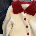 Heart Button Collared Cardigan Almond - One Size