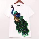 Sequined Peacock Short-sleeve T-shirt