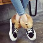 Furry Trim Lace Up Sneakers