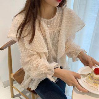 Long-sleeve Ruffle Fringed Blouse