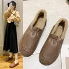 Fleece-lined Faux Leather Moccasins