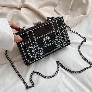 Cartoon Print Box Crossbody Bag Black - One Size