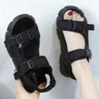 Block Heel Chunky Adhesive Strap Sandals