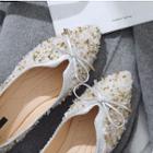 Pointed Embellished Bow Flats