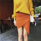 Knitted Asymmetric Mini Skirt