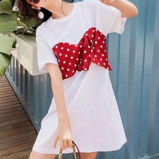 Dotted Panel Short-sleeve T-shirt Dress