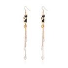 Cat Faux Pearl Alloy Dangle Earring 1 Pair - Gold - One Size