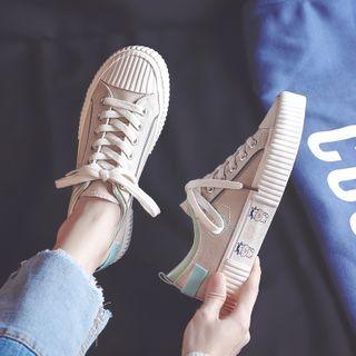 Cow Print Lace Up Sneakers