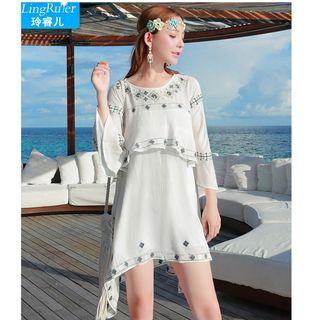 Embroidered 3/4 Sleeve Sundress