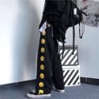 Smiley Face Print Straight-fit Pants