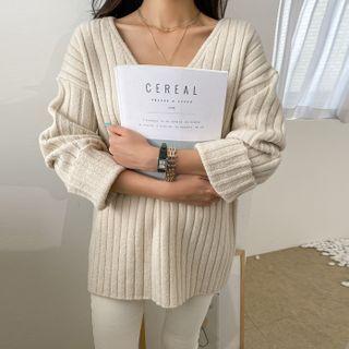 V-neck Rib-knit Sweater (6 Colors)