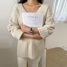 V-neck Rib-knit Sweater (6 Colors)