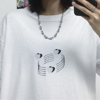 Heart Print Short-sleeve Oversize Tee