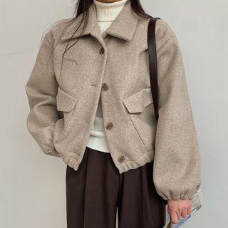 Collared Balloon-sleeve Short Jacket