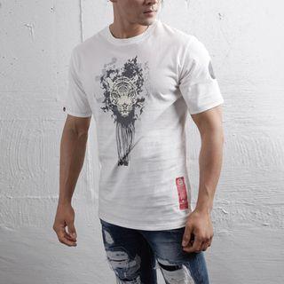 Tiger-printed T-shirt (white)