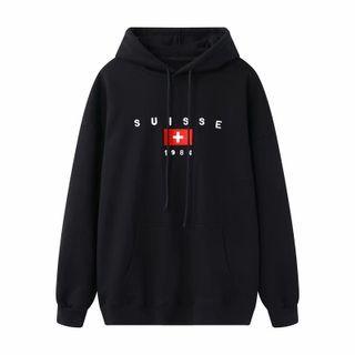 Cross Embroidered Hoodie 1984 - Black - One Size